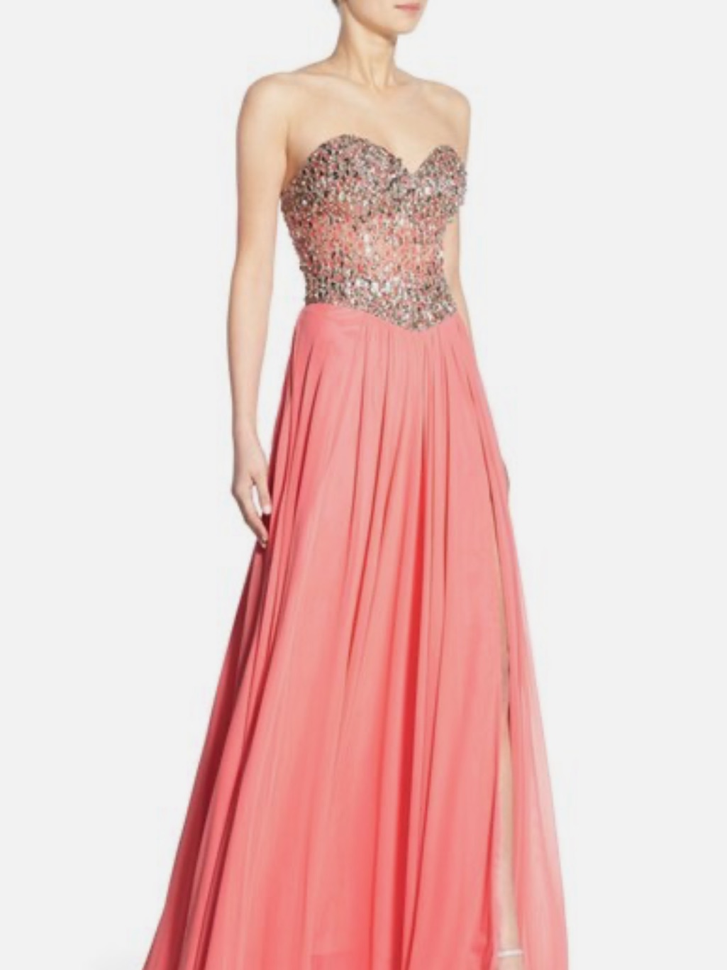 Glamour By Terani Couture Embellished Mesh Fit And Flare Gown